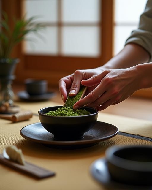 茶道体験でお茶を点てる様子